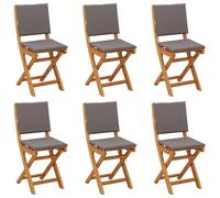 vidaXL Chaises de bistrot d'extérieur 6 pcs Gris foncé 38 x 46 x 85 cm, Chaises de Bistro rustiques, Pliables, en Acacia, mobilier de Jardin, Confort sur Le Patio