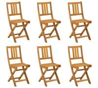 vidaXL Chaises de bistrot d'extérieur 6 pcs Naturel, Chaises de Bistro rustiques, Pliables, en Acacia, mobilier de Jardin, Confort sur Le Patio