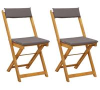 vidaXL Chaises de bistrot d'extérieur avec coussins, lot de 2, gris foncé, 40 x 53 x 80 cm