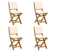 vidaXL Chaises de bistrot d'extérieur avec coussins, lot de 4, blanc crème, 38 x 46 x 85 cm
