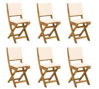 vidaXL Chaises de bistrot d'extérieur avec coussins, lot de 6, blanc crème, 38 x 46 x 85 cm