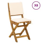 vidaXL Chaises de bistrot d'extérieur avec coussins, lot de 8, blanc crème, 38 x 46 x 85 cm