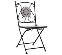 vidaXL Chaises de bistrot en mosaïque – lot de 2 – Gris