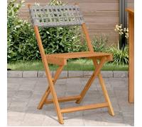 vidaXL Chaises de bistrot – lot de 2 – Gris, bois massif d'acacia et poly rotin
