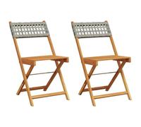 vidaXL Chaises de bistrot Lot de 2 Gris Bois Massif d'acacia et rotin, Chaise de Bistro d'extérieur, Chaise Pliable, Chaise de Bistro en résine tressée