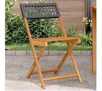 vidaXL Chaises de bistrot 2 pcs. noir bois massif acacia et poly rotin