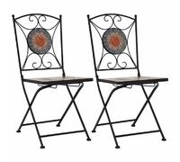 vidaXL Chaises de bistrot en mosaïque 2 pcs. Orange / Gris