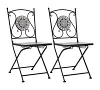 vidaXL Chaises de bistrot mosaïque lot de 2 - Gris