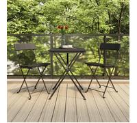 vidaXL Chaises de bistrot pliantes lot de 2 Poly rotin et acier Noir