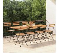 vidaXL Chaises de bistrot 3152111 – pliantes en teck massif et acier – lot de 8