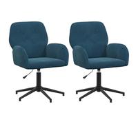 vidaXL Chaises de Bureau pivotantes 2 pc 54 x 55 x 90 cm Bleu, Chaise de Bureau Moderne, réglable, pivotante, Fonctionnelle, Ergonomique, Polyvalente pour l'intérieur