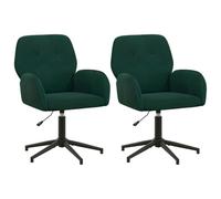 vidaXL Chaises de Bureau pivotantes 2 pc 54 x 55 x 90 cm Vert foncé, Chaise de Bureau Moderne, réglable, pivotante, Fonctionnelle, Ergonomique, Polyvalente pour l'intérieur