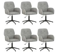 vidaXL Chaises de Bureau pivotantes 6 pc 54 x 55 x 90 cm Gris Clair, Chaise de Bureau Moderne, réglable, pivotante, Fonctionnelle, Ergonomique, Polyvalente pour l'intérieur
