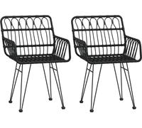 vidaXL Chaises de jardin 2 pcs. avec accoudoirs noir 56x64x80 cm rotin PE