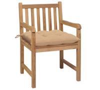 vidaXL Chaises de jardin 2 pcs. avec coussin beige teck massif