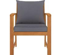 vidaXL Chaises de jardin Lot de 2 – Acacia massif – avec coussin gris foncé