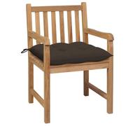 vidaXL Chaises de jardin 2 pcs. avec coussin taupe teck massif