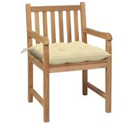 vidaXL Chaises de jardin 2 pcs. avec coussins blanc crème Teck massif
