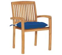 vidaXL Chaises de jardin 2 pcs. avec coussins bleus teck massif