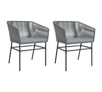 vidaXL Chaises de jardin 2 pcs. avec coussins Gris Poly Rattan