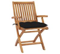 vidaXL Chaises de jardin 2 pcs. avec coussins noirs en teck massif
