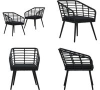 vidaXL Chaises de jardin 2 pcs. avec coussins Poly Rattan Noir - Chaise de jardin - Chaise - Chaises