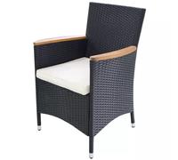vidaXL Chaises de jardin 2 pcs. avec coussins Poly rotin noir