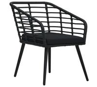 vidaXL Chaises de jardin Lot de 2 avec coussins Poly rotin noir