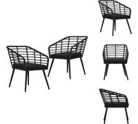 vidaXL Chaises de jardin 2 pcs. avec coussins Poly Rotin Noir - Chaises de jardin