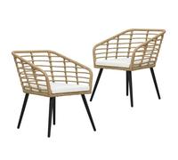 vidaXL Chaises de jardin 2 pcs avec coussins Résine tressée Chêne