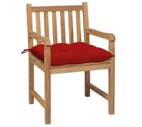 vidaXL Chaises de jardin 2 pcs. avec coussins rouges en teck massif
