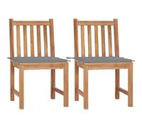 vidaXL Chaises de jardin en teck massif avec coussins – Lot de 2