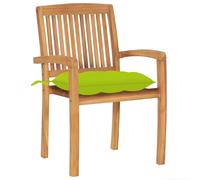 vidaXL Chaises de jardin 2 pcs. avec coussins vert clair en teck massif