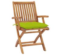 vidaXL Chaises de jardin 2 pcs. avec coussins vert clair en teck massif