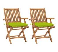 vidaXL Chaises de jardin 2 pcs. avec coussins vert clair en teck massif