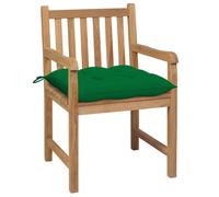 vidaXL Chaises de jardin 2 pcs. avec coussins verts en teck massif