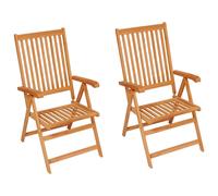 vidaXL Chaises de jardin 2 pcs. Coussin à carreaux rouges en teck massif