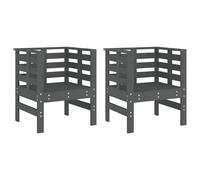 vidaXL Chaises de jardin 2 pcs. Gris 61,5x53x71 cm Pin massif