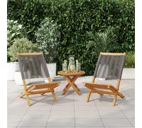 vidaXL Chaises de jardin 2 pcs. Gris Acacia massif et polypropylène