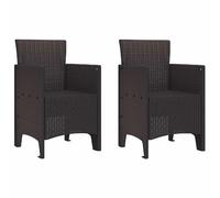 vidaXL Chaise de jardin avec coussins, lot de 2, marron, 53 x 49 x 85 cm, polypropylène