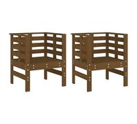 vidaXL Chaises de jardin Lot de 2 en pin massif Marron miel 61,5x53x71 cm