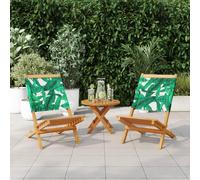 vidaXL Chaises de jardin Motif de feuilles – Bois massif acacia & tissu – Lot de 2