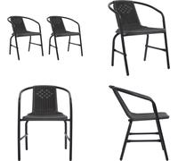 vidaXL Chaises de jardin 2 pcs. Plastique aspect rotin et acier 110 kg - Chaise de jardin - Chaise de jardin - Chaise empilable