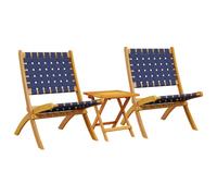 vidaXL Chaises de jardin 2 pcs. Pliable avec table Bleu foncé Bois massif