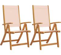 vidaXL Chaises de jardin pliables en bois massif d'acacia et Textilène – Lot de 2