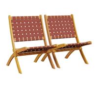 vidaXL Chaises de jardin 2 pcs. Pliable Rouge Bois massif Acacia & Tissu