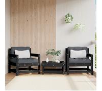 vidaXL Chaises de jardin 2 pcs. noir pin massif