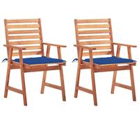 vidaXL Chaises de jardin 2 pièces avec coussins en bois massif d'acacia