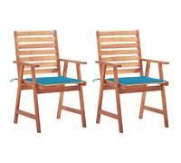 vidaXL Chaises de jardin 2 pièces avec coussins en bois massif d'acacia