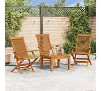 vidaXL Chaises de jardin Lot de 3 Bois de teck massif avec accoudoirs et dossier